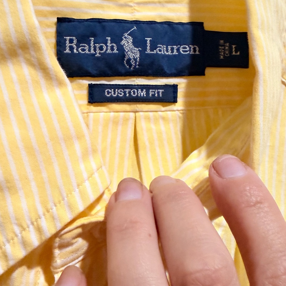 Ralph Lauren Men’s Yellow Oxford Button-Down Shirt with Blue Pony - Picture 3 of 4